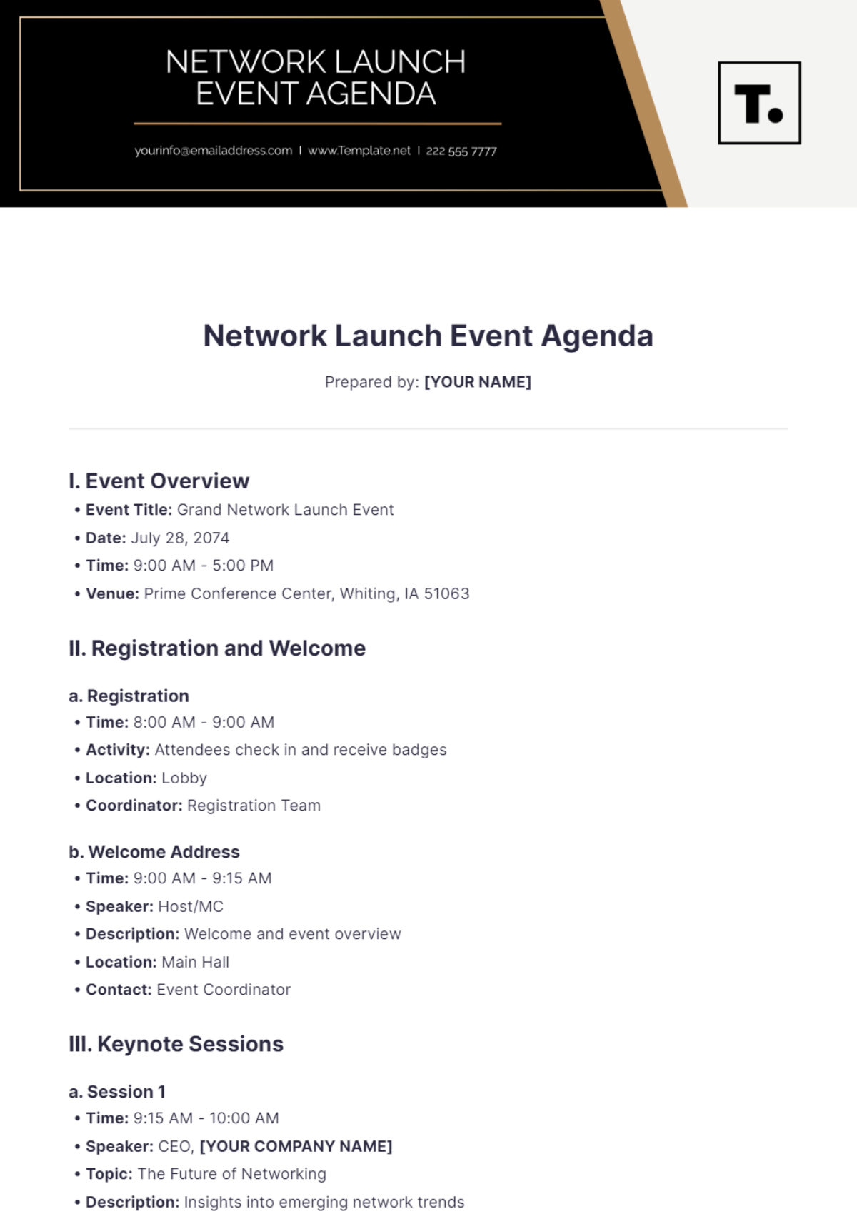 Network Launch Event Agenda Template - Edit Online & Download