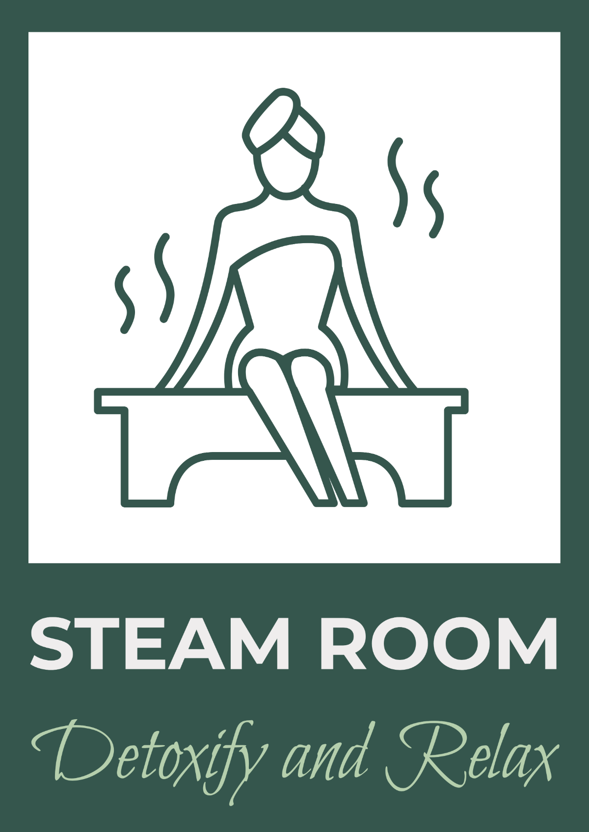 Spa Steam Room Signage