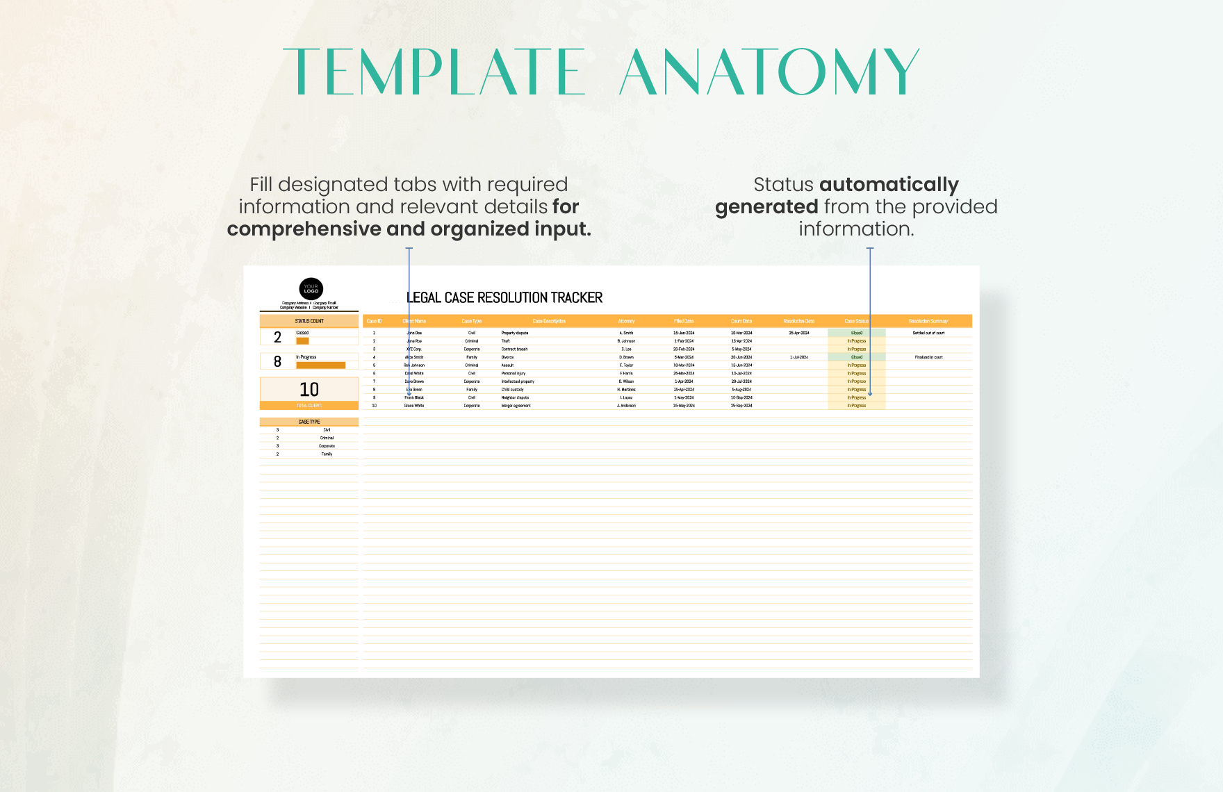 Legal Case Resolution Tracker Template