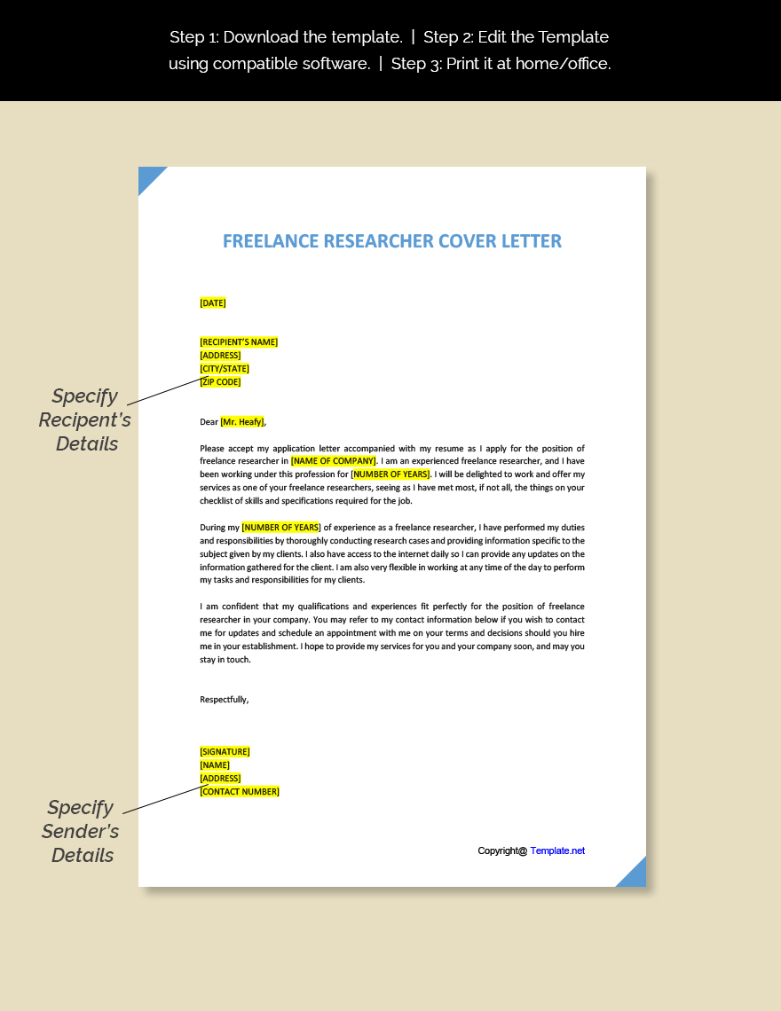 Freelance Researcher Cover Letter