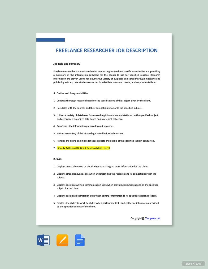 Researcher Template in Google Docs FREE Download