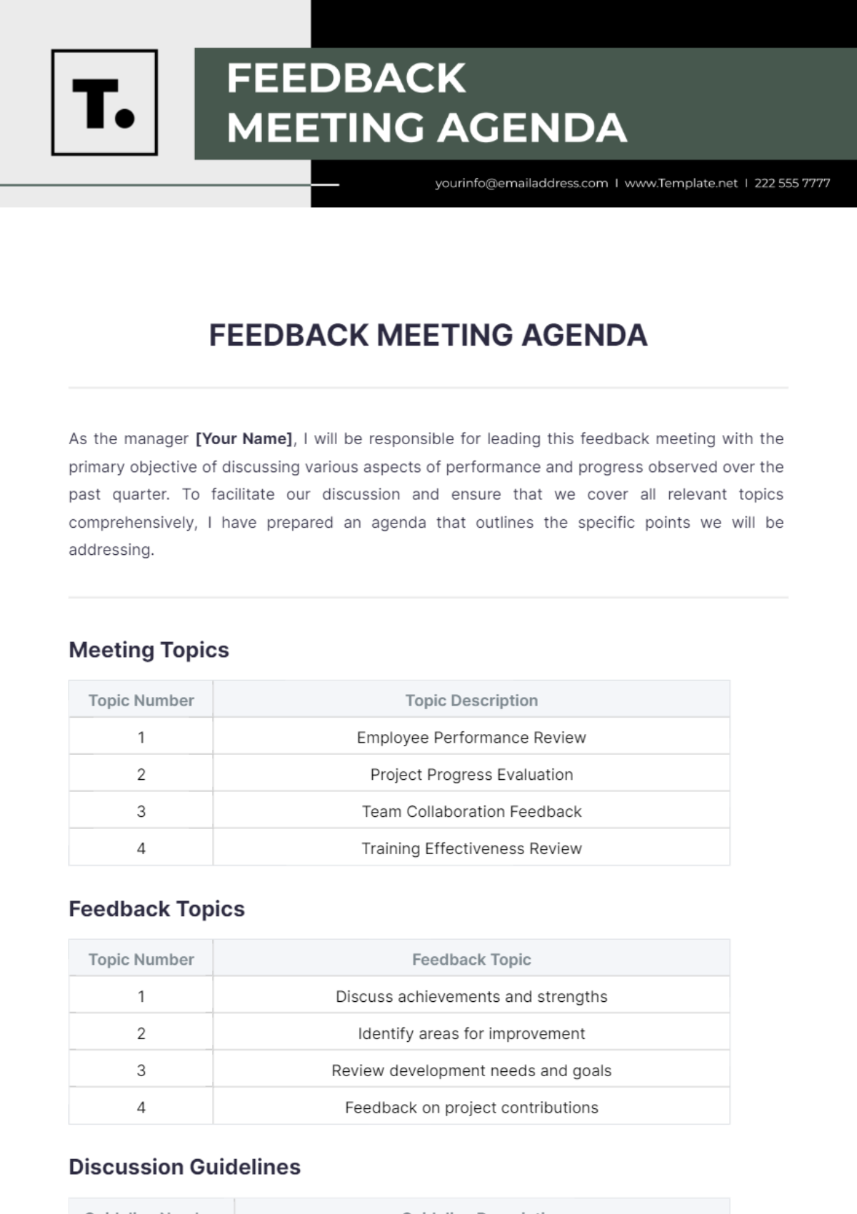 Feedback Meeting Agenda Template - Edit Online & Download