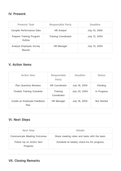 Free HR Meeting Agenda Template to Edit Online