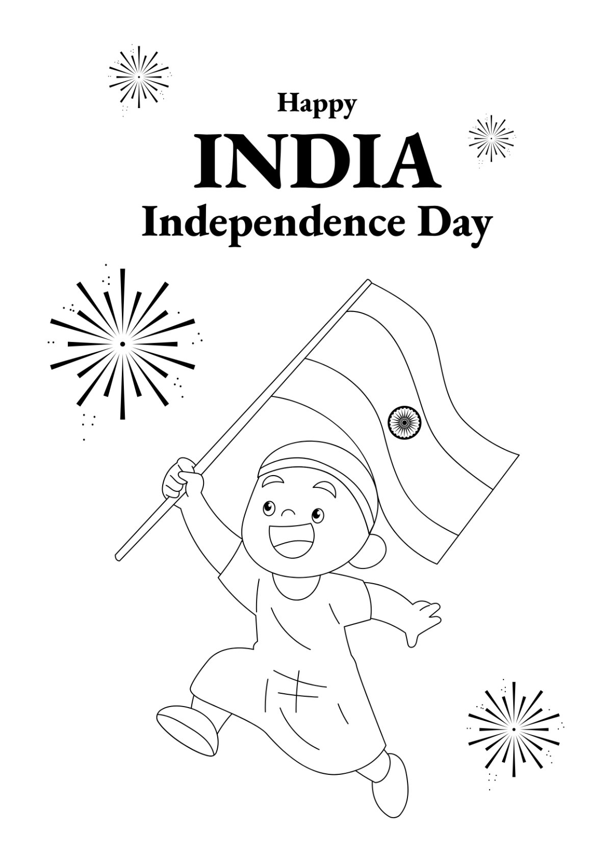 India Independence Day Drawing for Kids