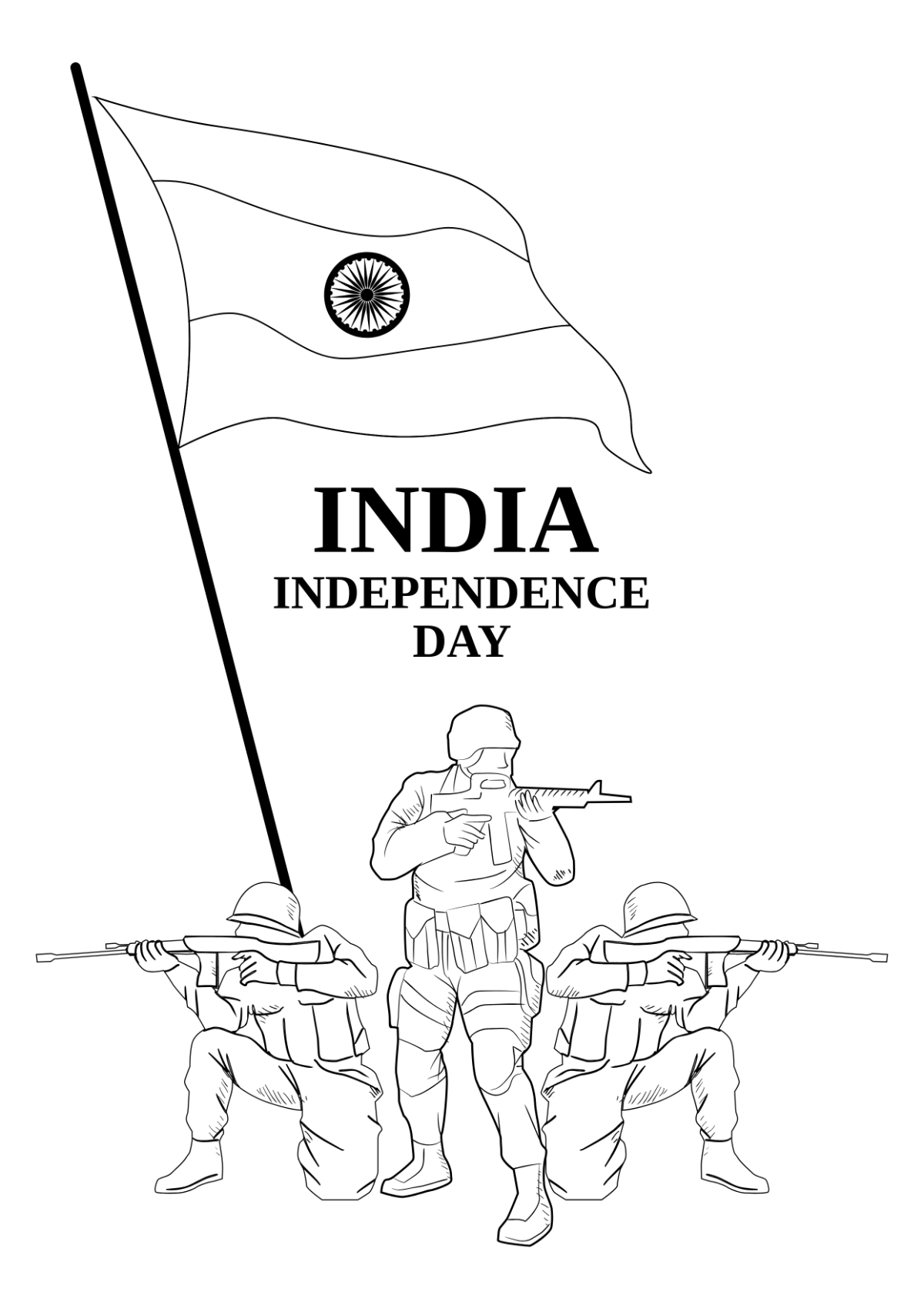 India Independence Day Army Drawing