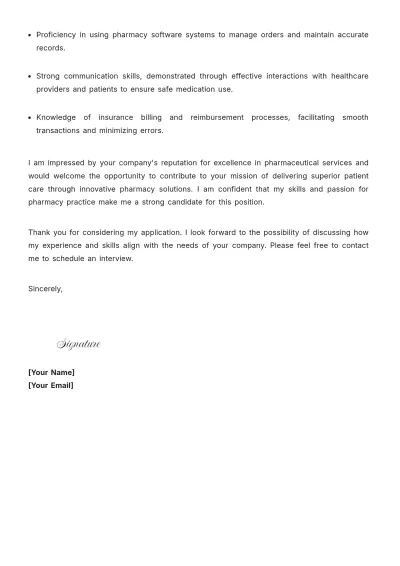 Free Mail Order Pharmacist Cover Letter to Edit Online
