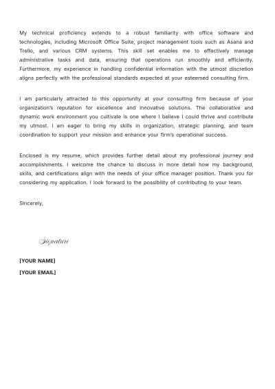 Free Consulting Office Manager Cover Letter to Edit Online