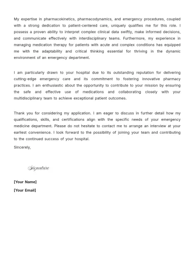 Free Emergency Medicine Pharmacist Cover Letter to Edit Online