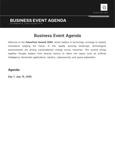 Free Business Event Agenda Template to Edit Online