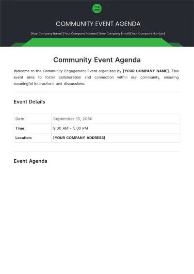 Free Community Event Agenda Template to Edit Online