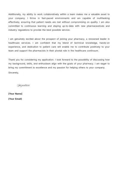 Free Pharmacy Assistant Cover Letter to Edit Online
