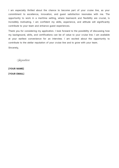 Free Cruise Ship Bartender Cover Letter to Edit Online