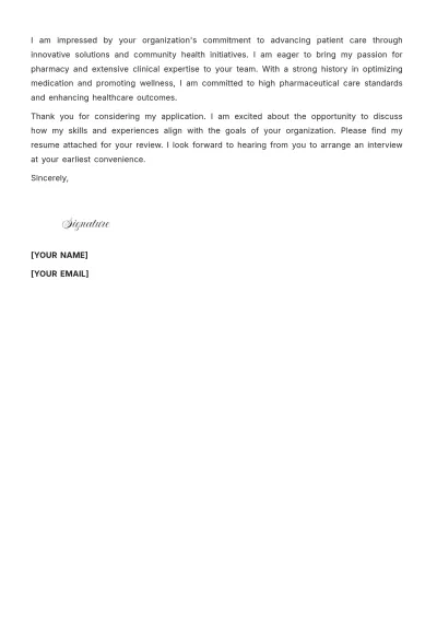 Free Pharmacist Cover Letter Template to Edit Online