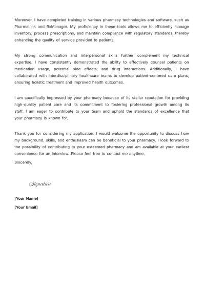 Free Entry-Level Pharmacist Cover Letter to Edit Online