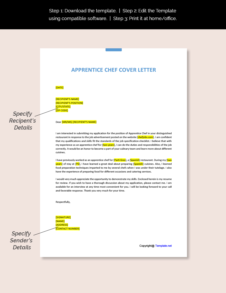 chef cover letter pdf download