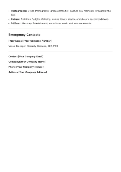 Free Wedding Event Agenda Template to Edit Online