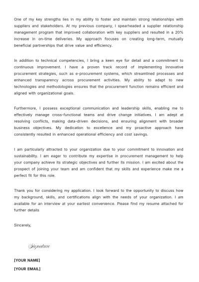 Free Procurement Office Manager Cover Letter to Edit Online
