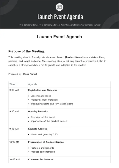 Free Launch Event Agenda Template to Edit Online
