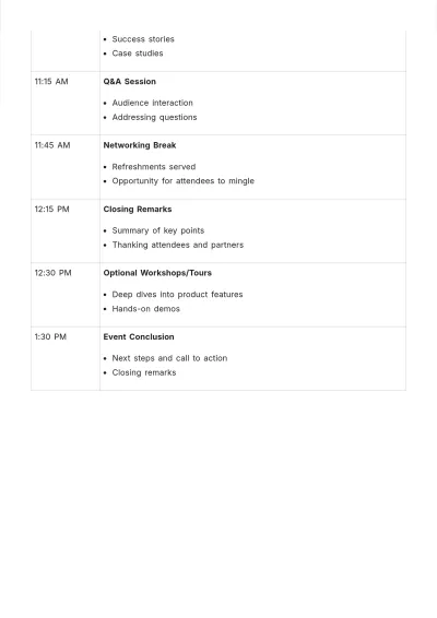Free Launch Event Agenda Template to Edit Online