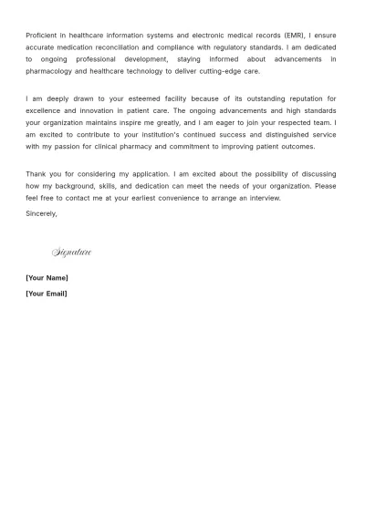 Free Clinical Pharmacist Cover Letter to Edit Online