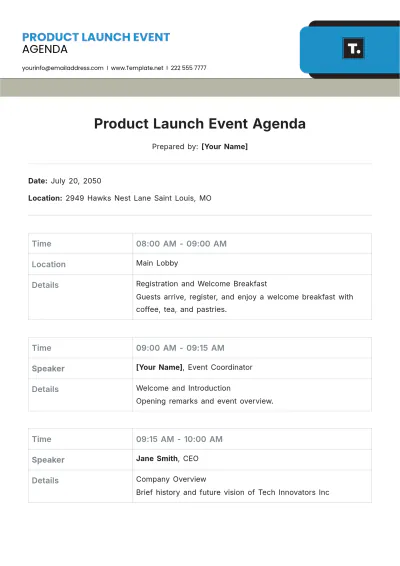 Free Product Launch Event Agenda Template to Edit Online