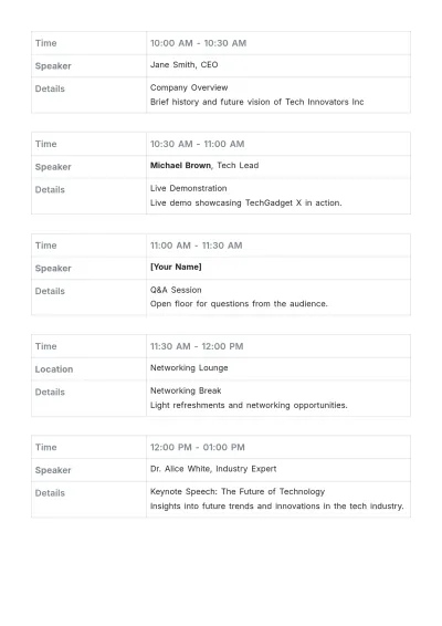 Free Product Launch Event Agenda Template to Edit Online