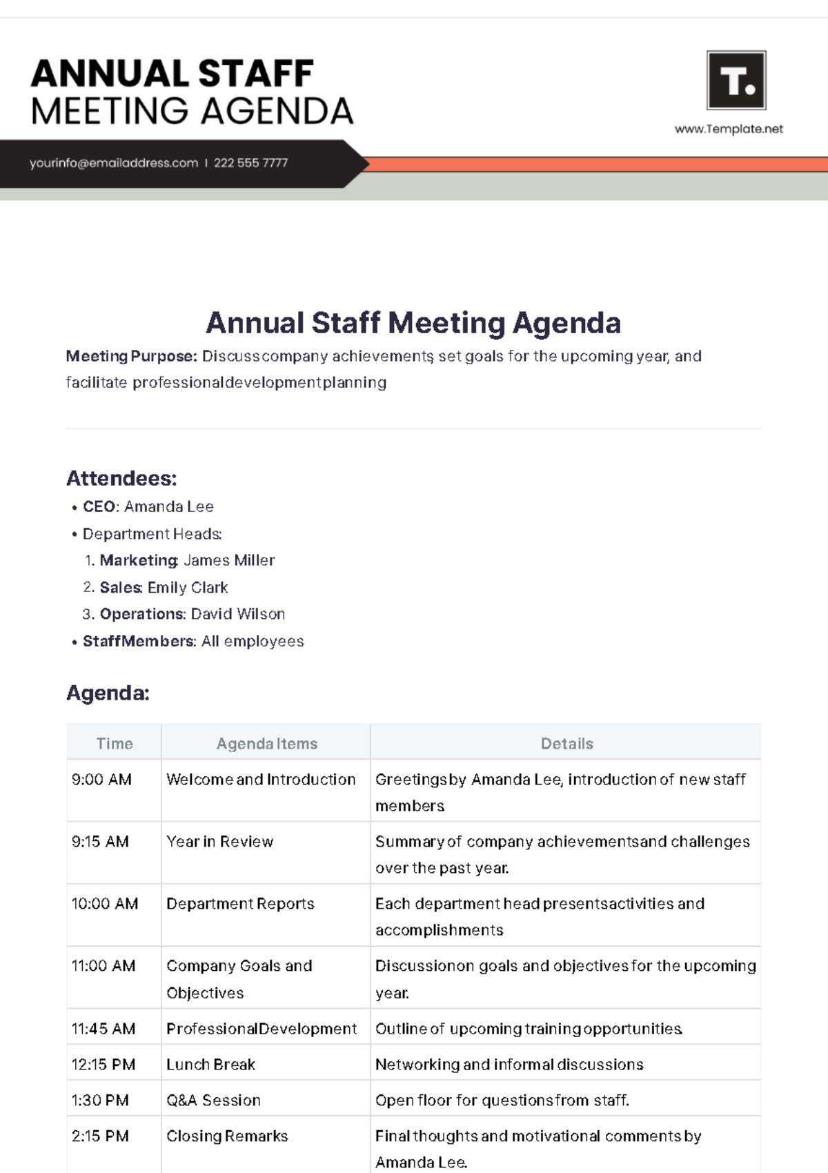 Annual Staff Meeting Agenda Template - Edit Online & Download