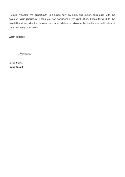 Free Outpatient Pharmacist Cover Letter to Edit Online