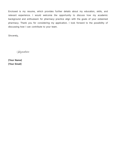 Free Student Pharmacist Cover Letter to Edit Online