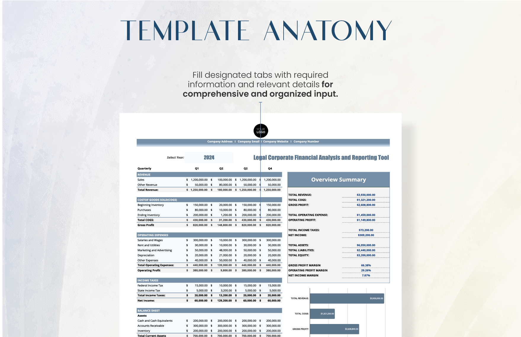 Legal Corporate Financial Analysis and Reporting Tool Template