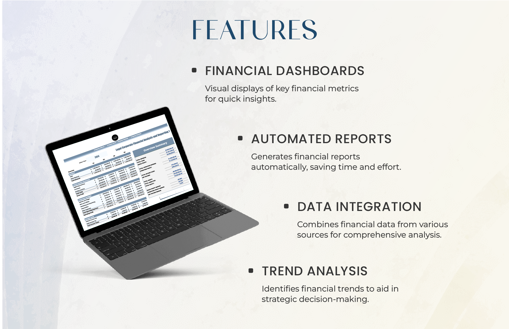 Legal Corporate Financial Analysis and Reporting Tool Template