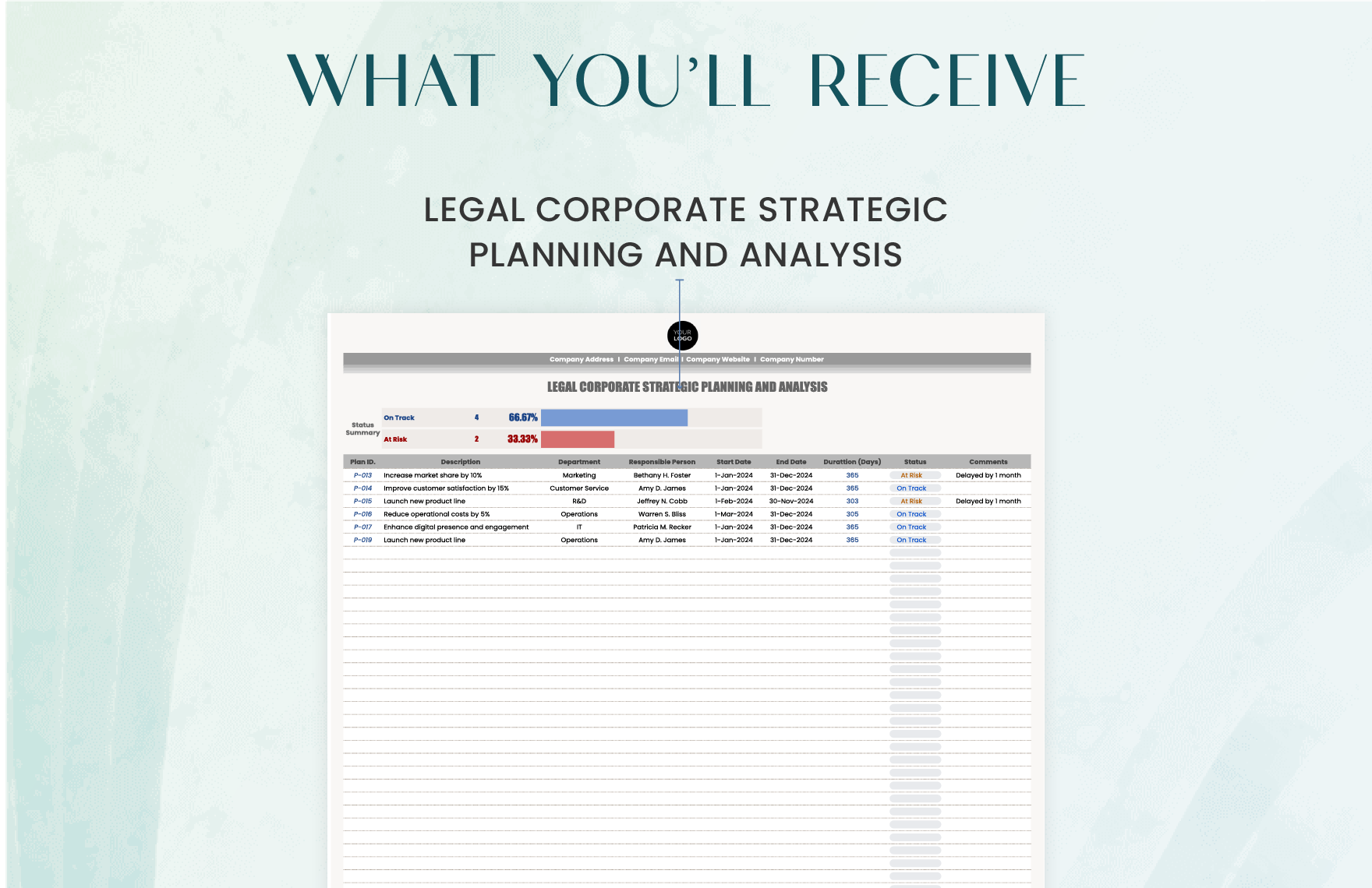 Legal Corporate Strategic Planning and Analysis Template