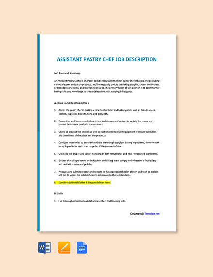 FREE Job Application Letter For Assistant Chef Template Word Google 