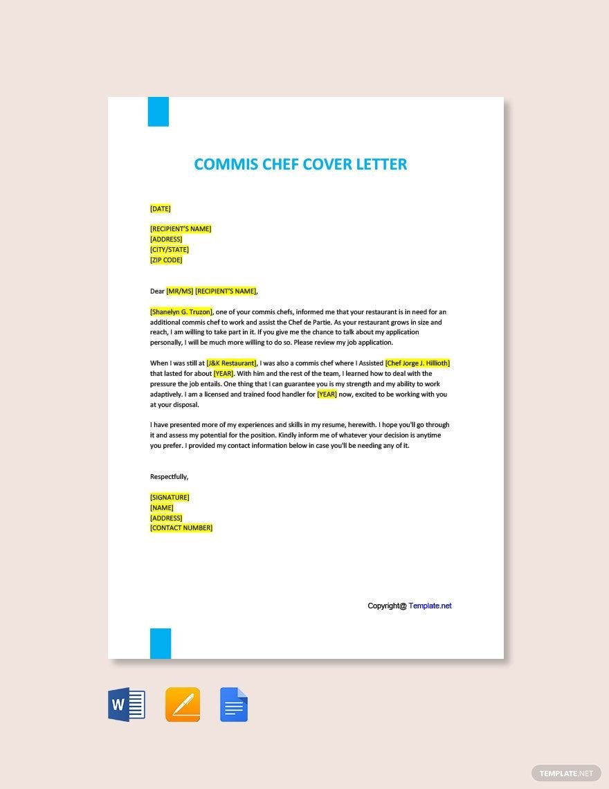 Commis Chef Cover Letter