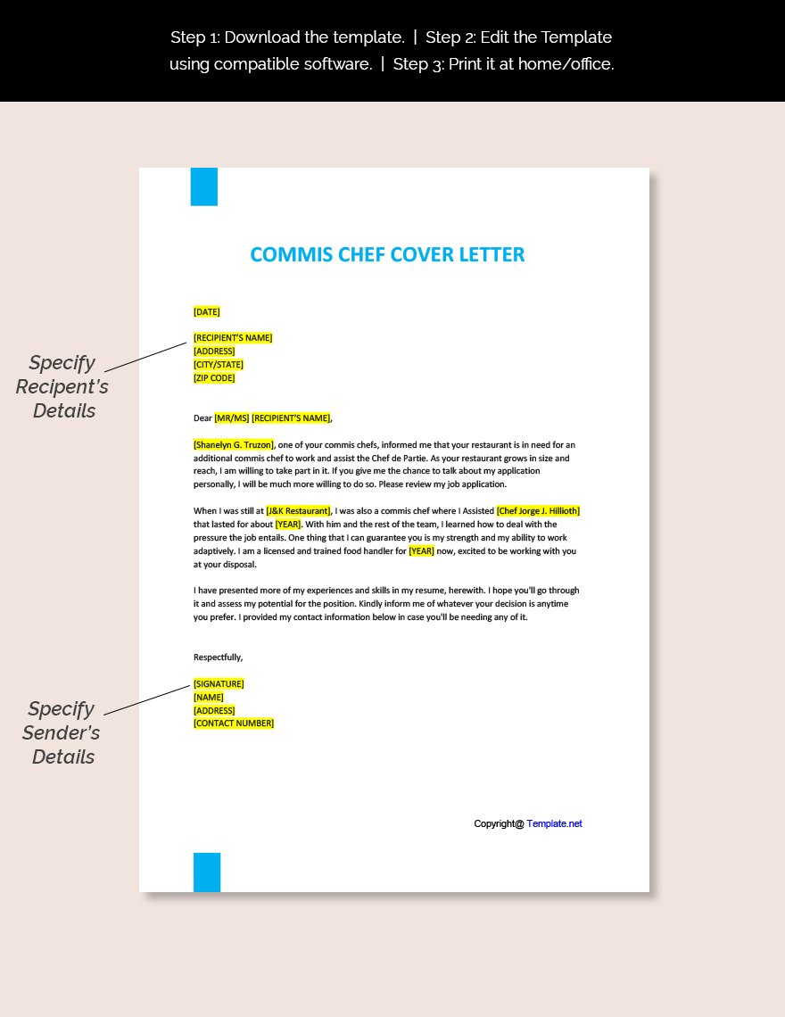 Commis Chef Cover Letter Template