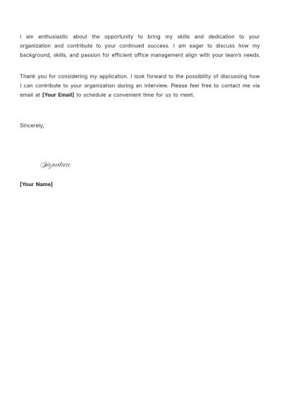Free Shift Office Manager Cover Letter to Edit Online