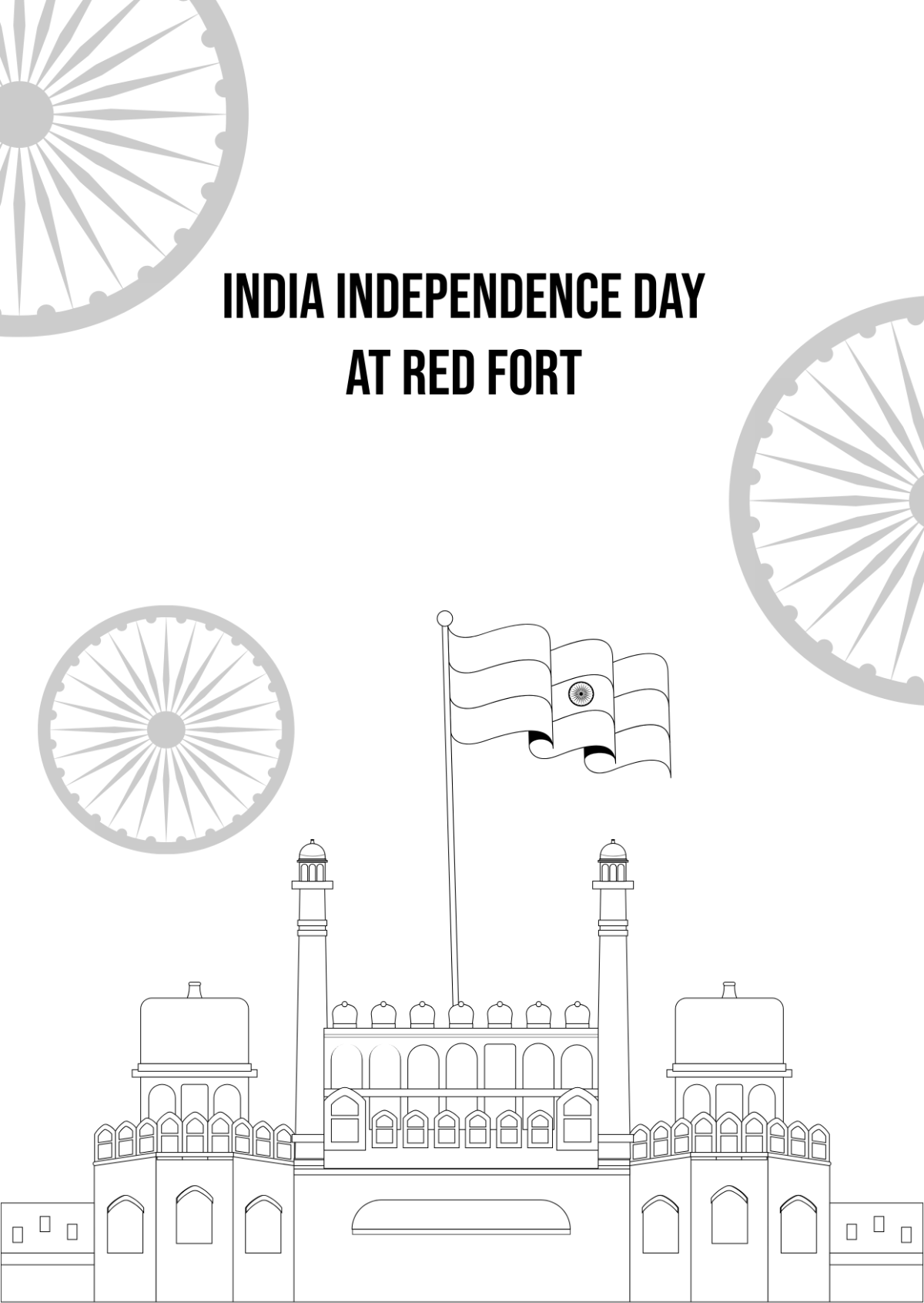 India Independence Day Red Fort Drawing