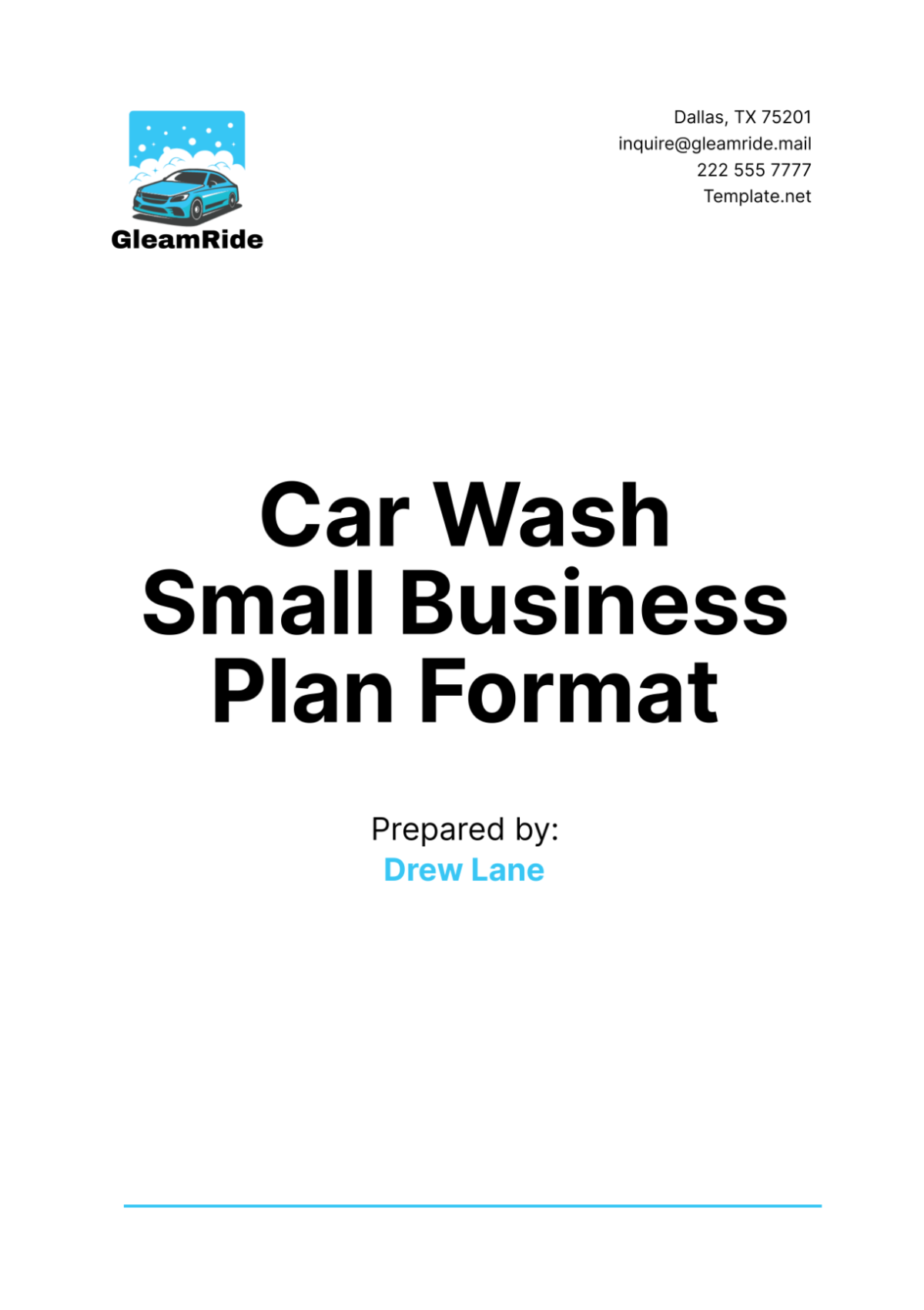 Car Wash Small Business Plan Format Template - Edit Online & Download