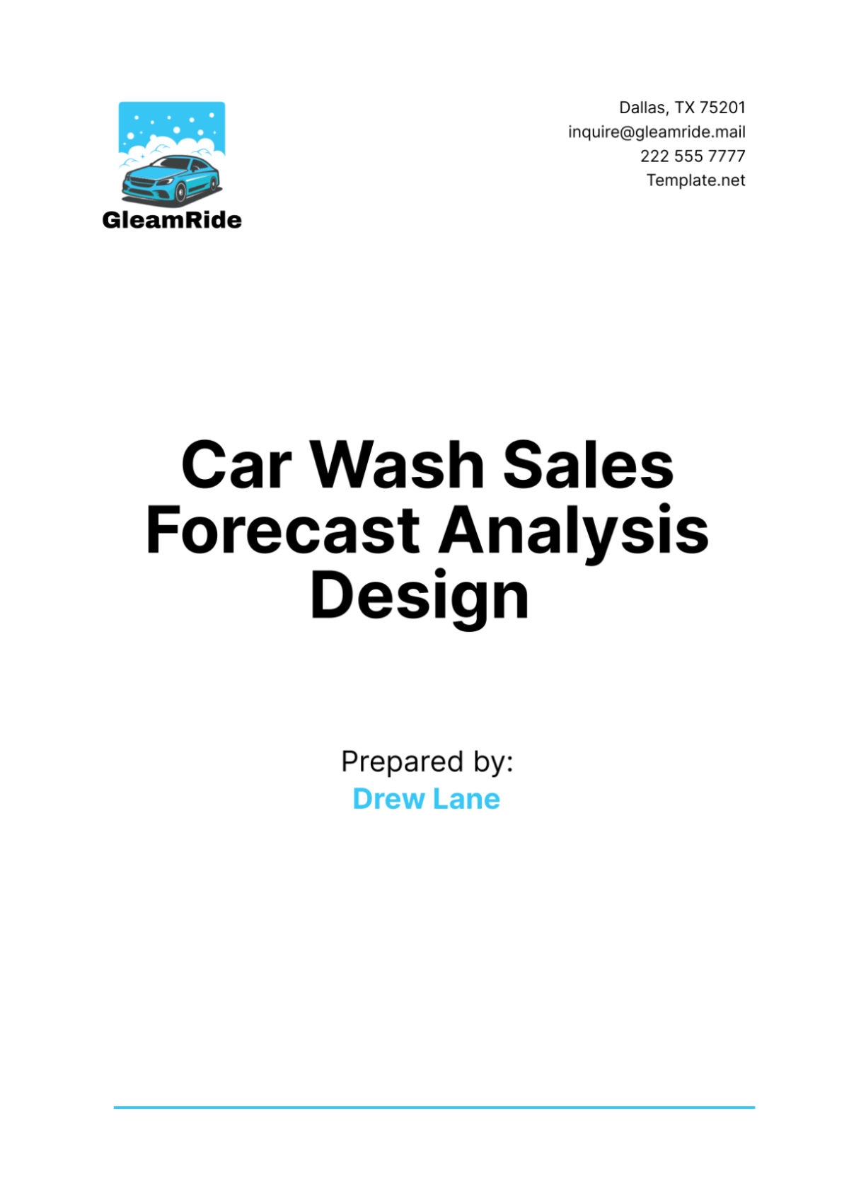 Car Wash Sales Forecast Analysis Design Template - Edit Online & Download