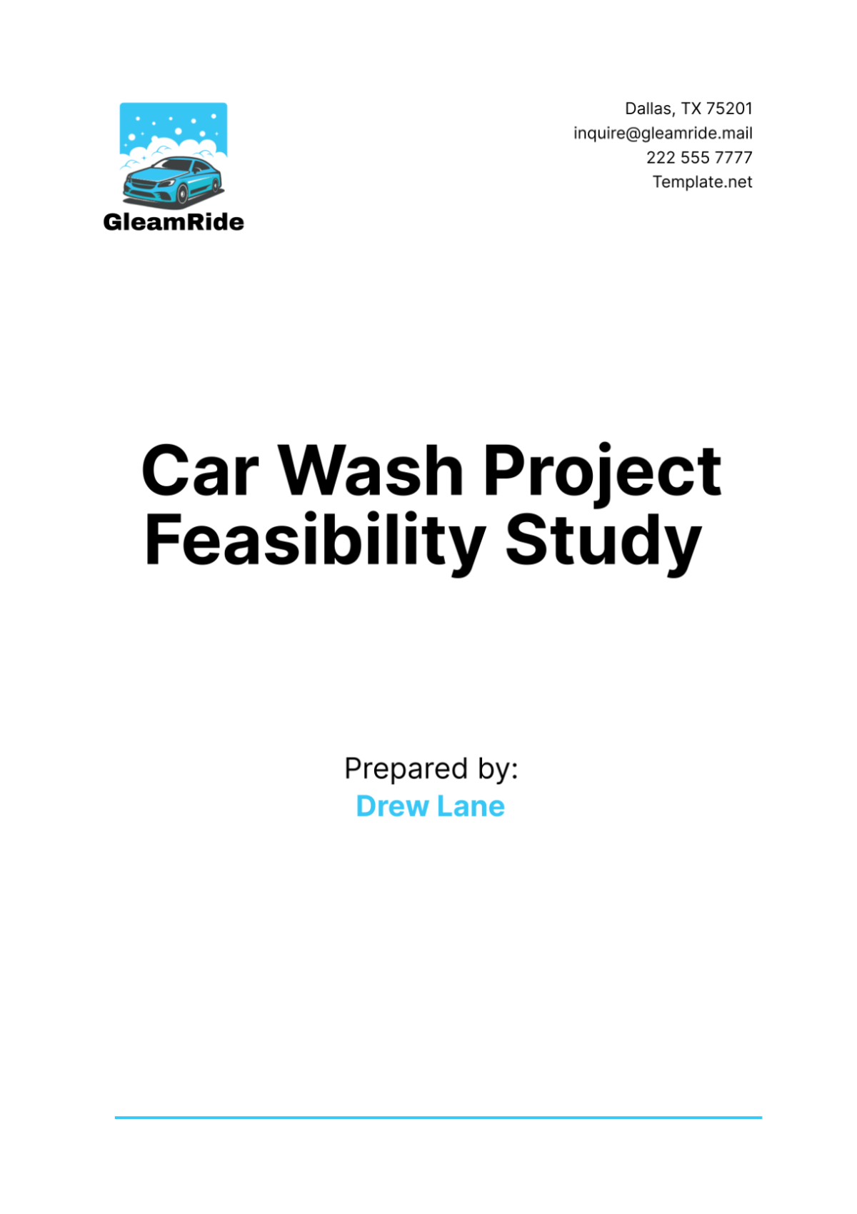 Car Wash Project Feasibility Study Template - Edit Online & Download