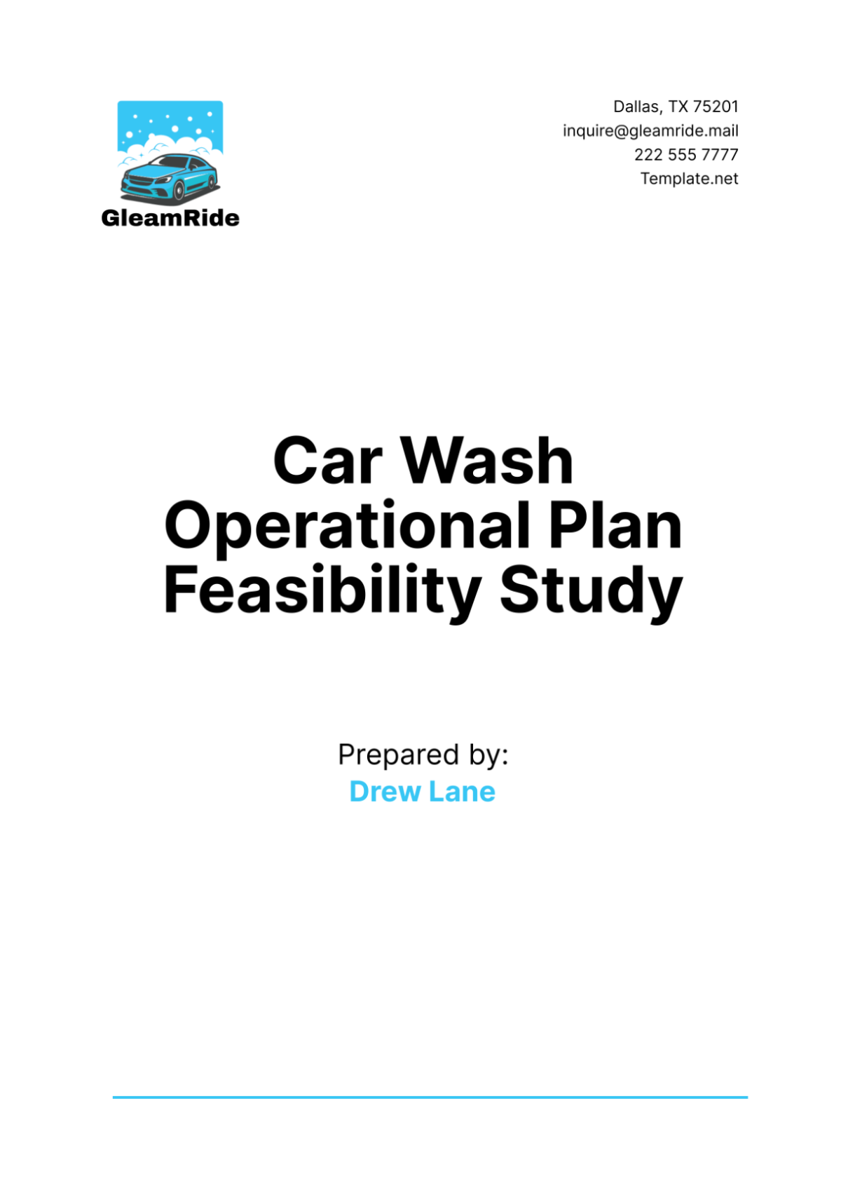 Car Wash Operational Plan Feasibility Study Template - Edit Online & Download