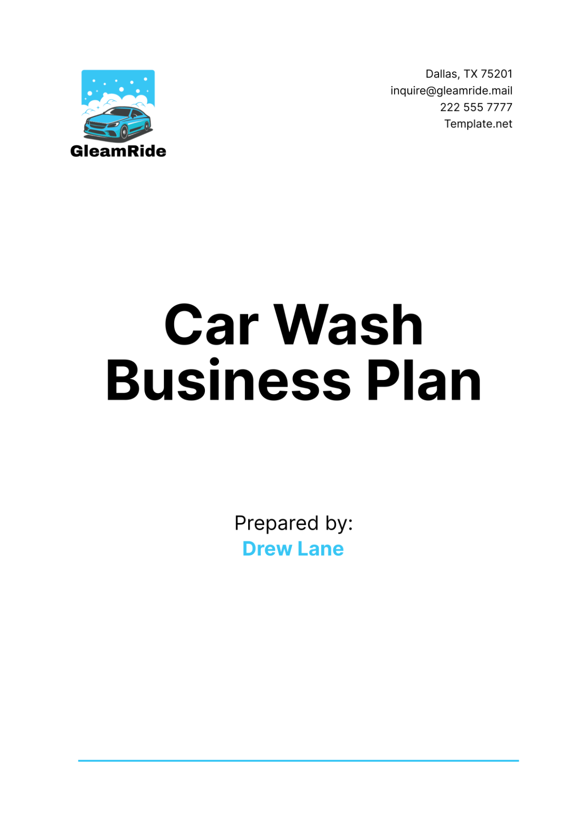 Car Wash Business Plan Template - Edit Online & Download