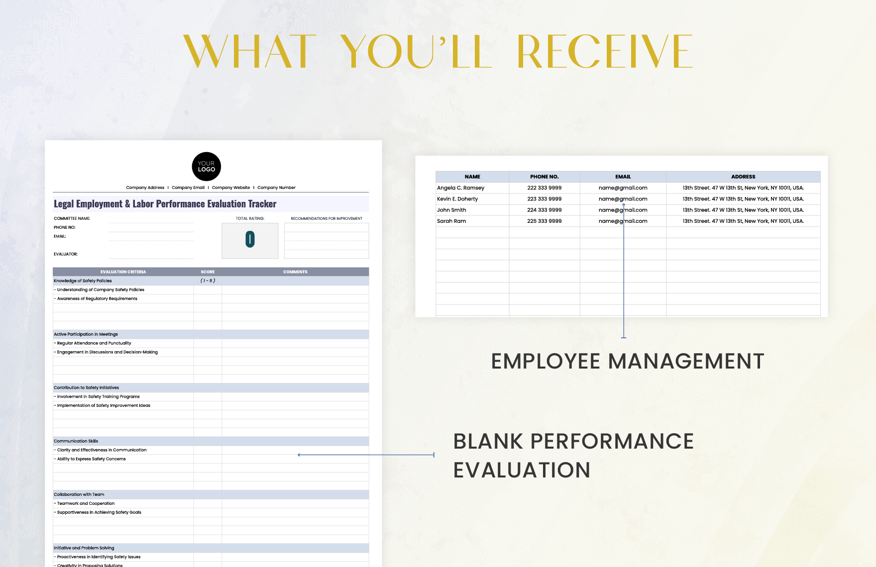 Legal Employment & Labor Performance Evaluation Tracker Template
