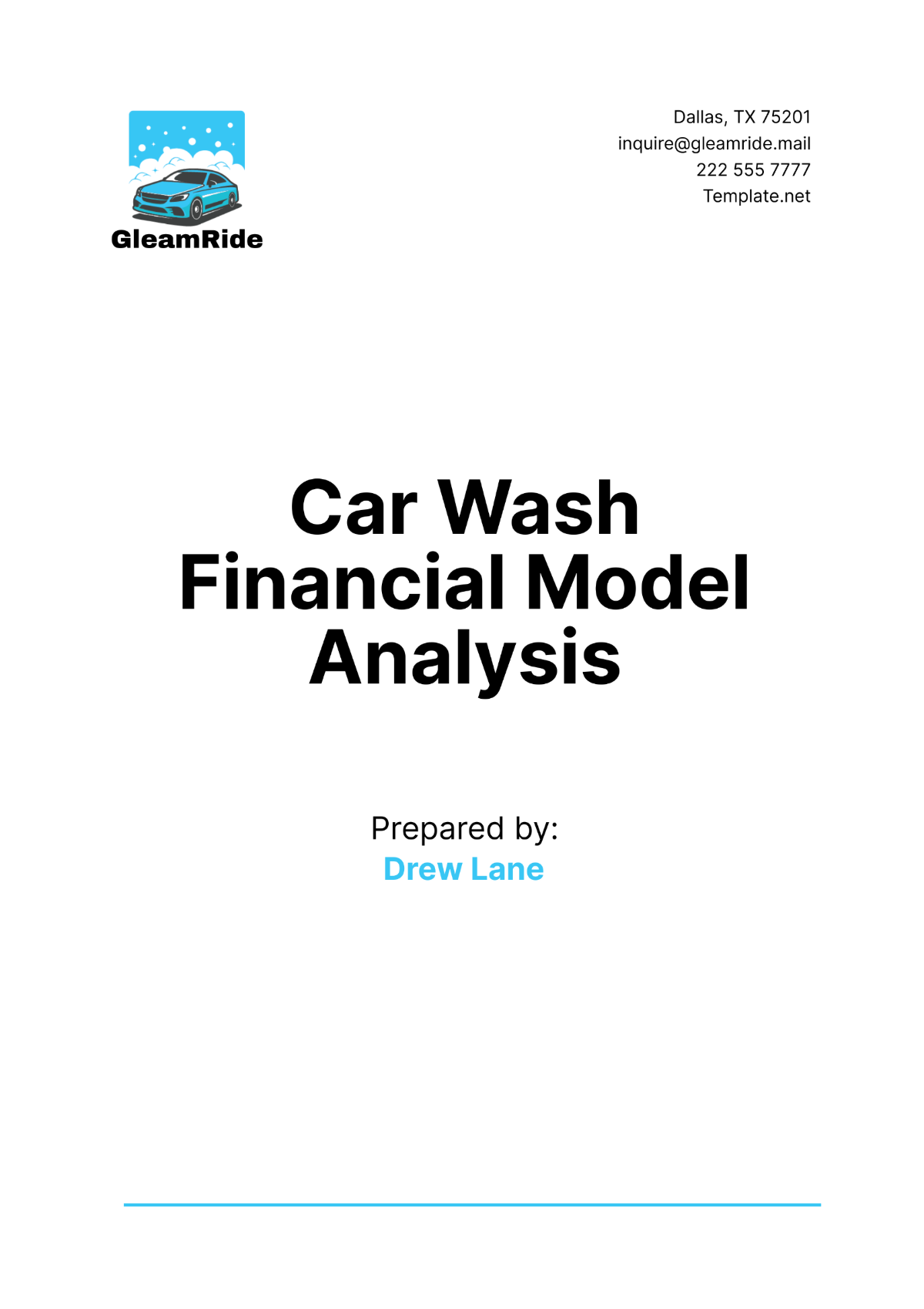 Car Wash Financial Model Analysis  Template - Edit Online & Download