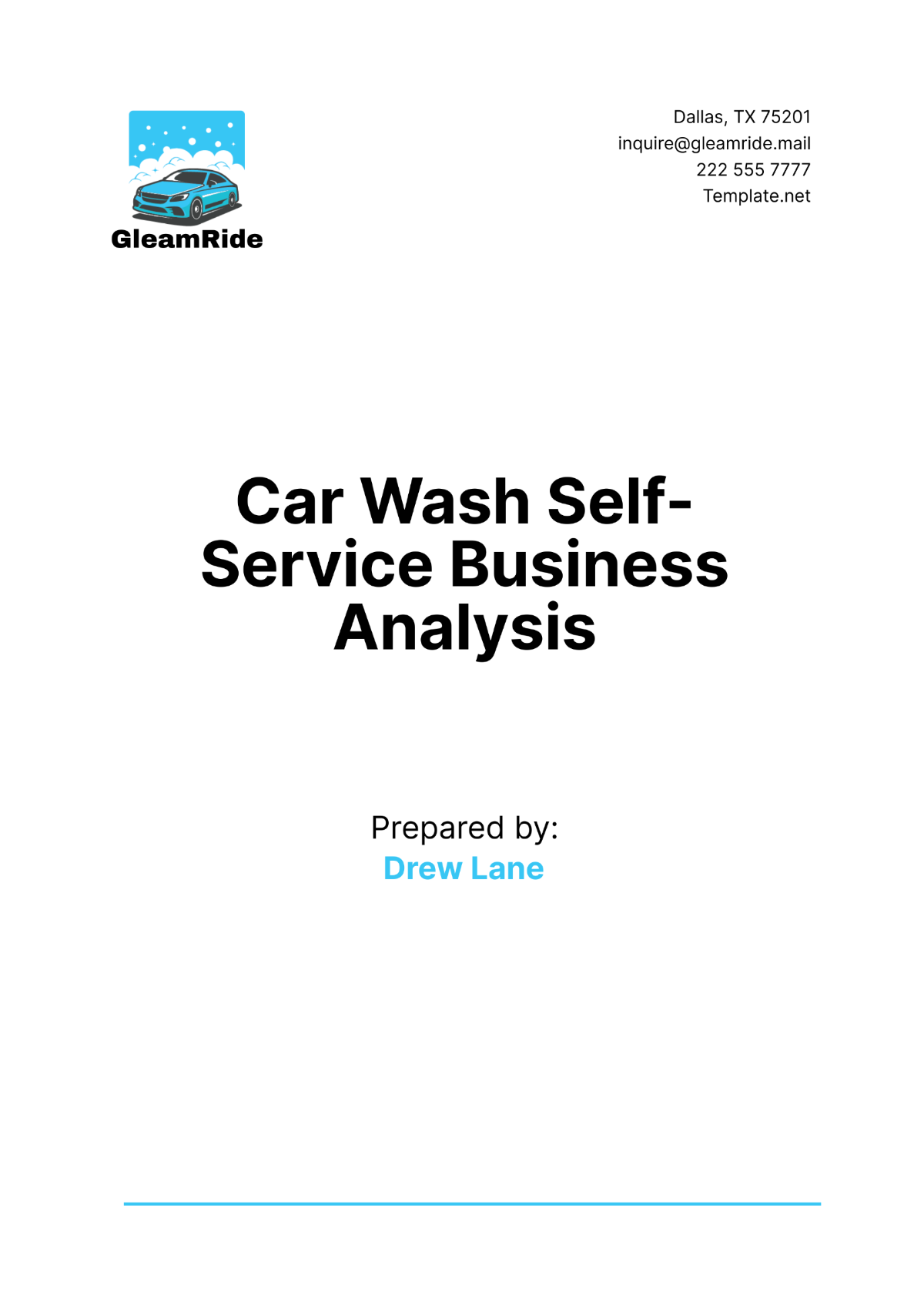 Car Wash Self-Service Business Analysis Template - Edit Online & Download