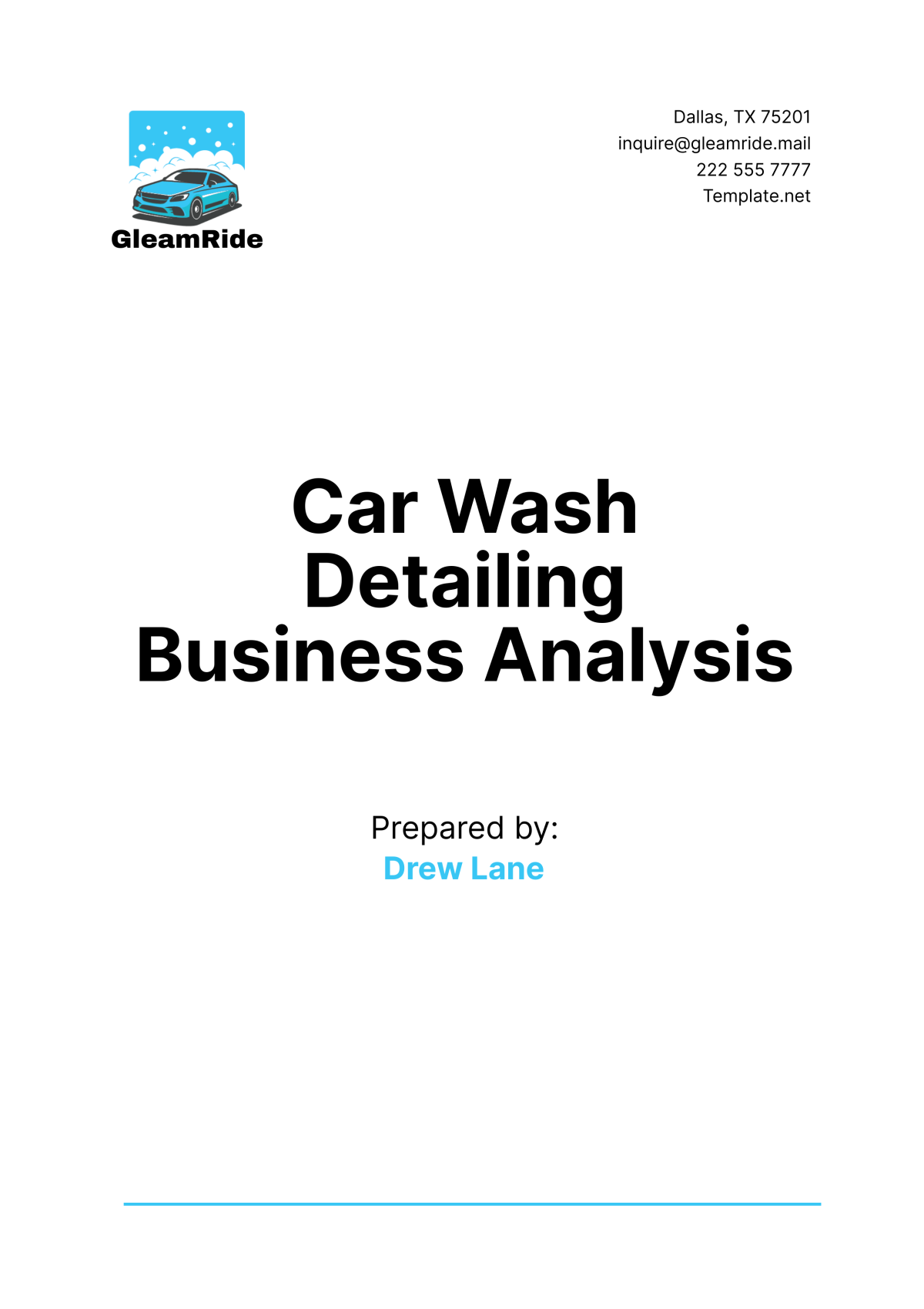 Car Wash Detailing Business Analysis Template - Edit Online & Download