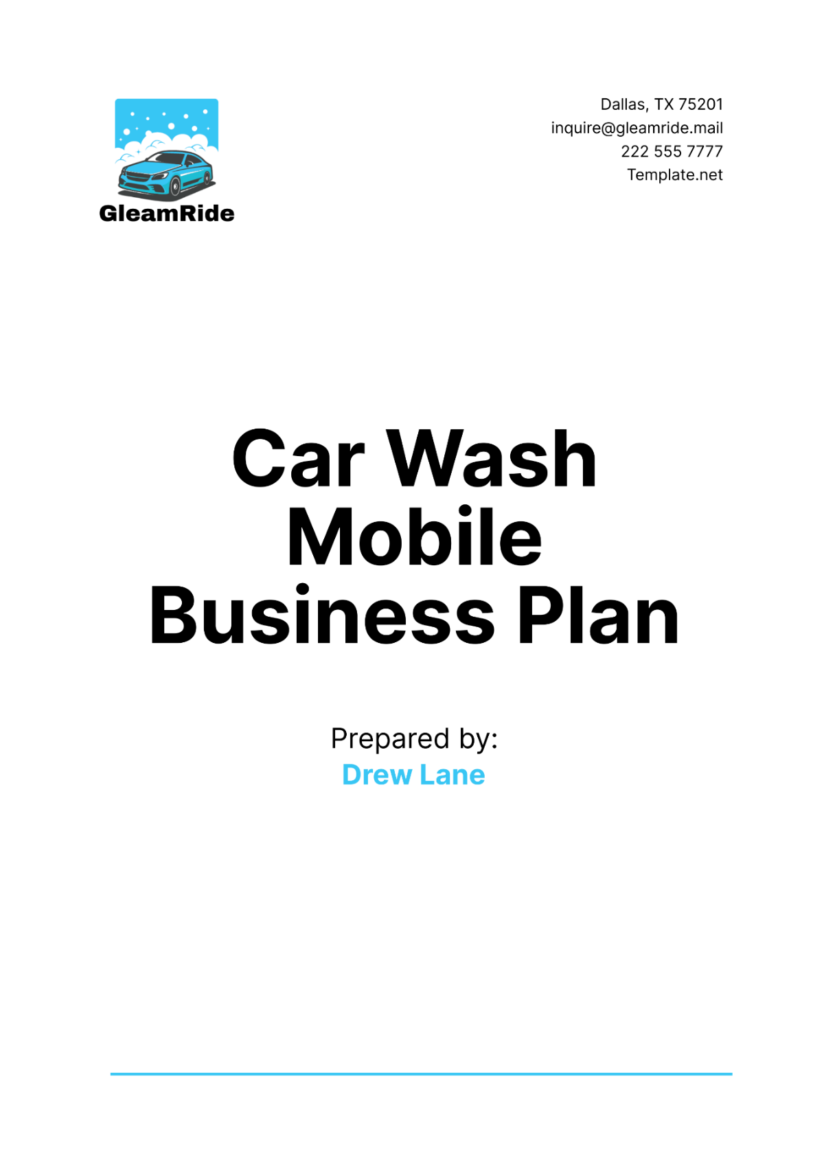 Car Wash Mobile Business Plan Template - Edit Online & Download