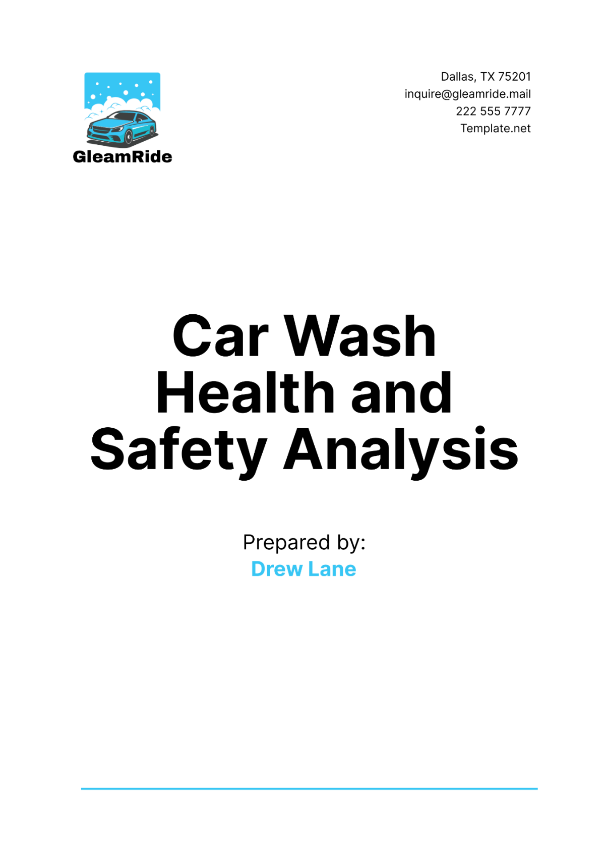 Car Wash Health and Safety Analysis Template - Edit Online & Download