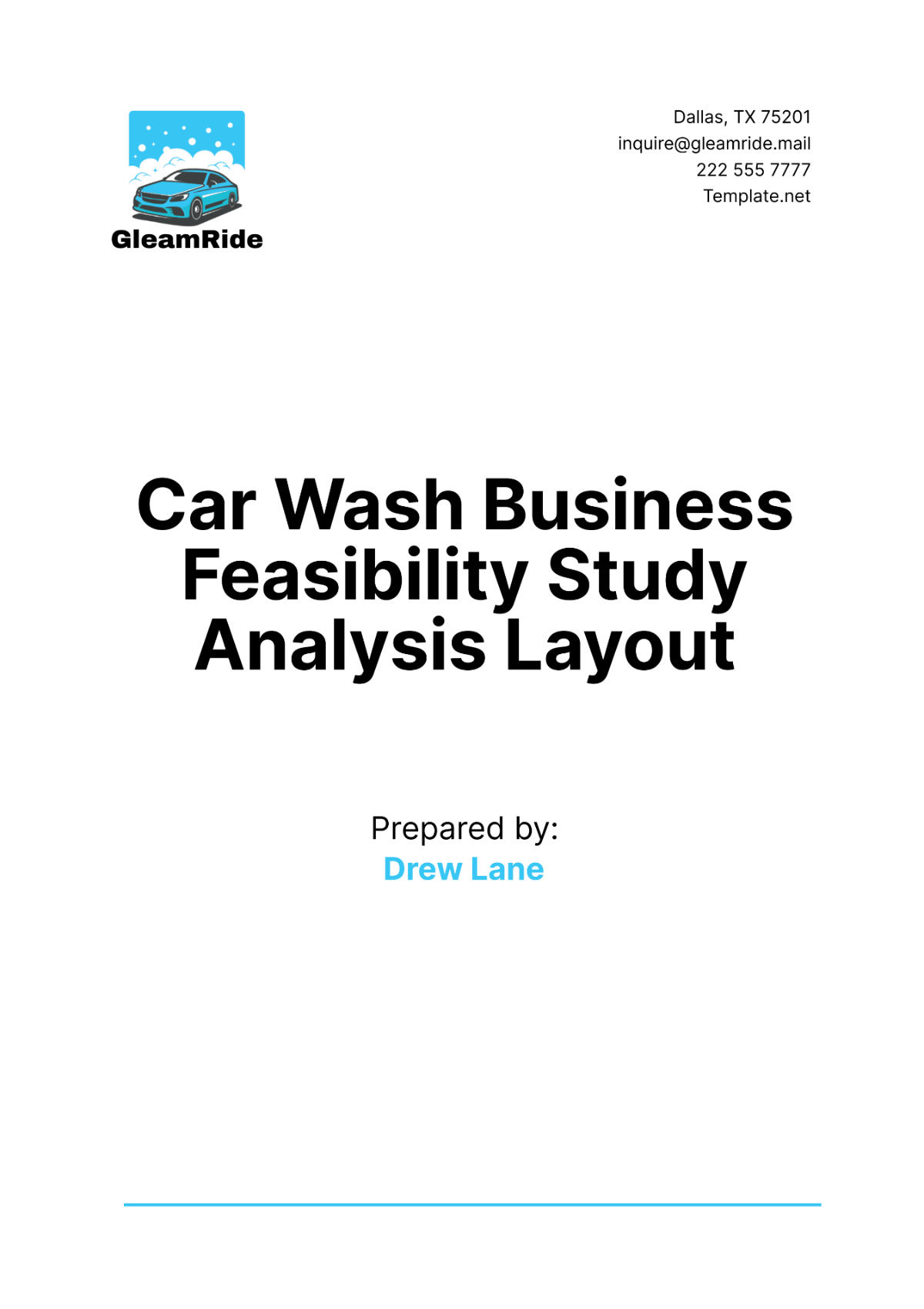 Car Wash Business Feasibility Study Analysis Layout Template - Edit Online & Download