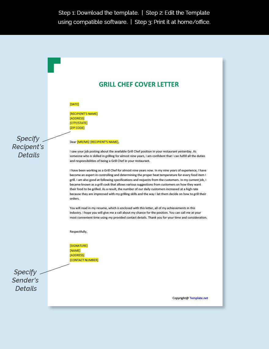 Grill Chef Cover Letter